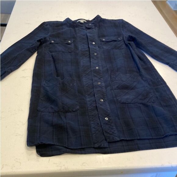 James Perse Blue And Black Plaid Cropped
Sleeve Button Front Mini Dress Size 2 - Picture 3 of 10